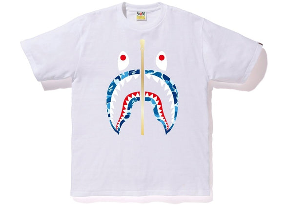 BAPE ABC GOLD ZIP SHARK TEE "WHITE"