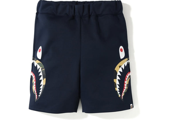 BAPE SHORTS DOUBLE KNIT SIDE SHARK "NAVY"