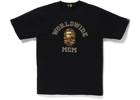 BAPE X MCM RHINESTONE TEE 'BLACK'