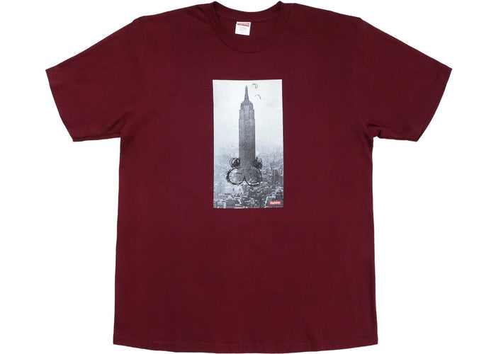 SUPREME X MIKE KELLEY EMPIRE STATE TEE ''BURGUNDY''