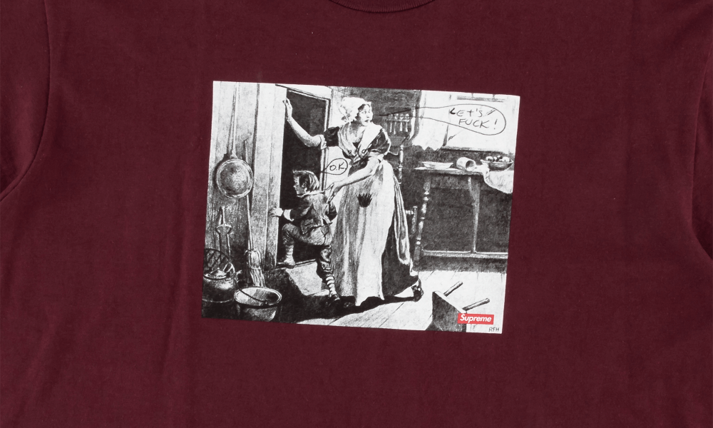 SUPREME x MIKE KELLEY HIDING FROM INDIANS TEE "BURGUNDY"