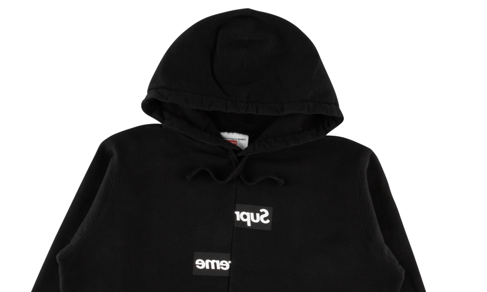 Supreme black top box logo sweatshirt
