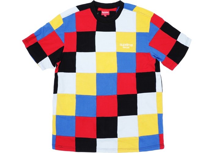 SUPREME PATCHWORK PIQUE TEE "RED/YELLOW/BLUE"